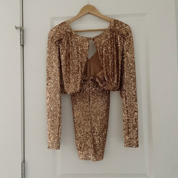 Nookie Veda Sequin Mini Dress Caramel - Picture 8 of 16